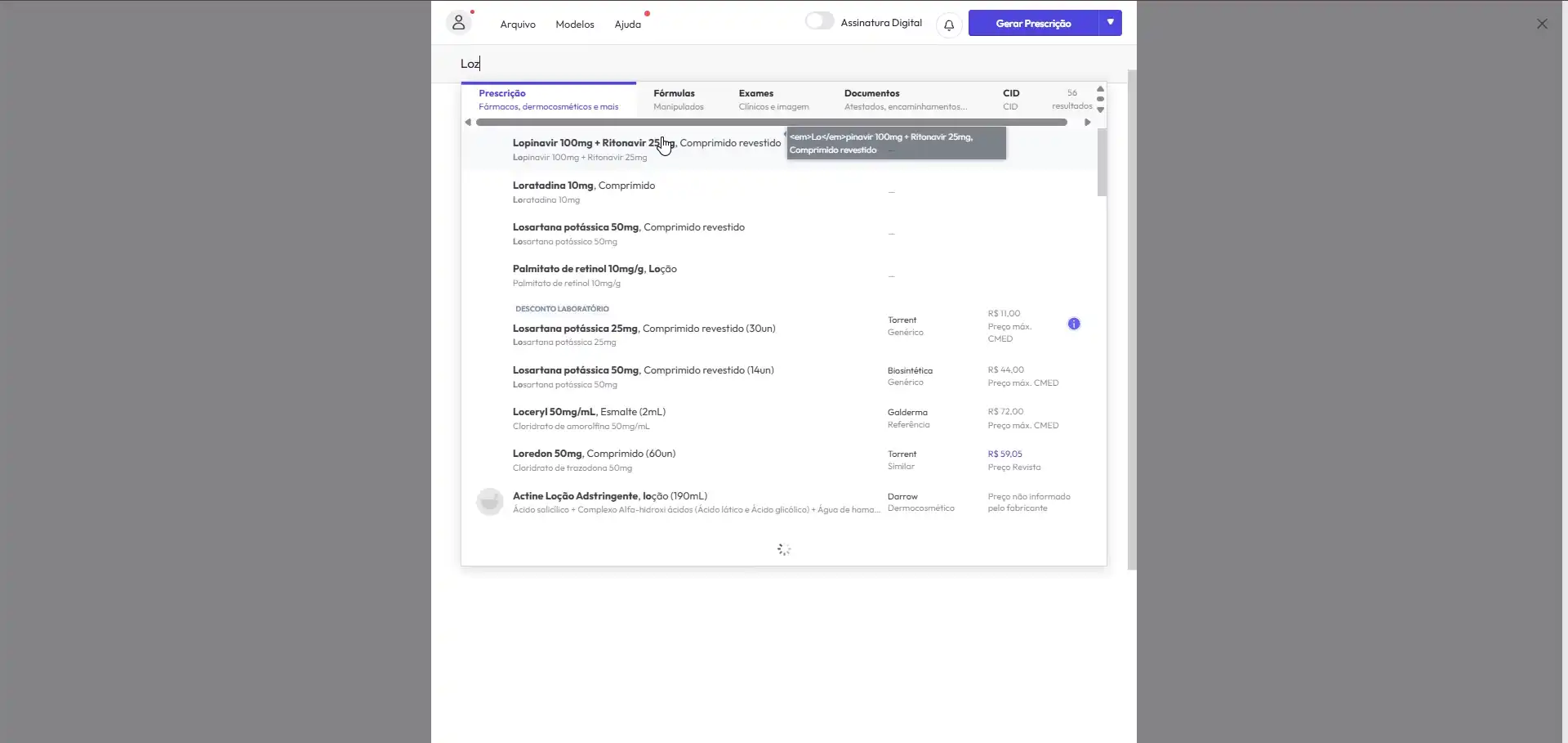 Prescrição digital integrada ao sistema para clínica Medics